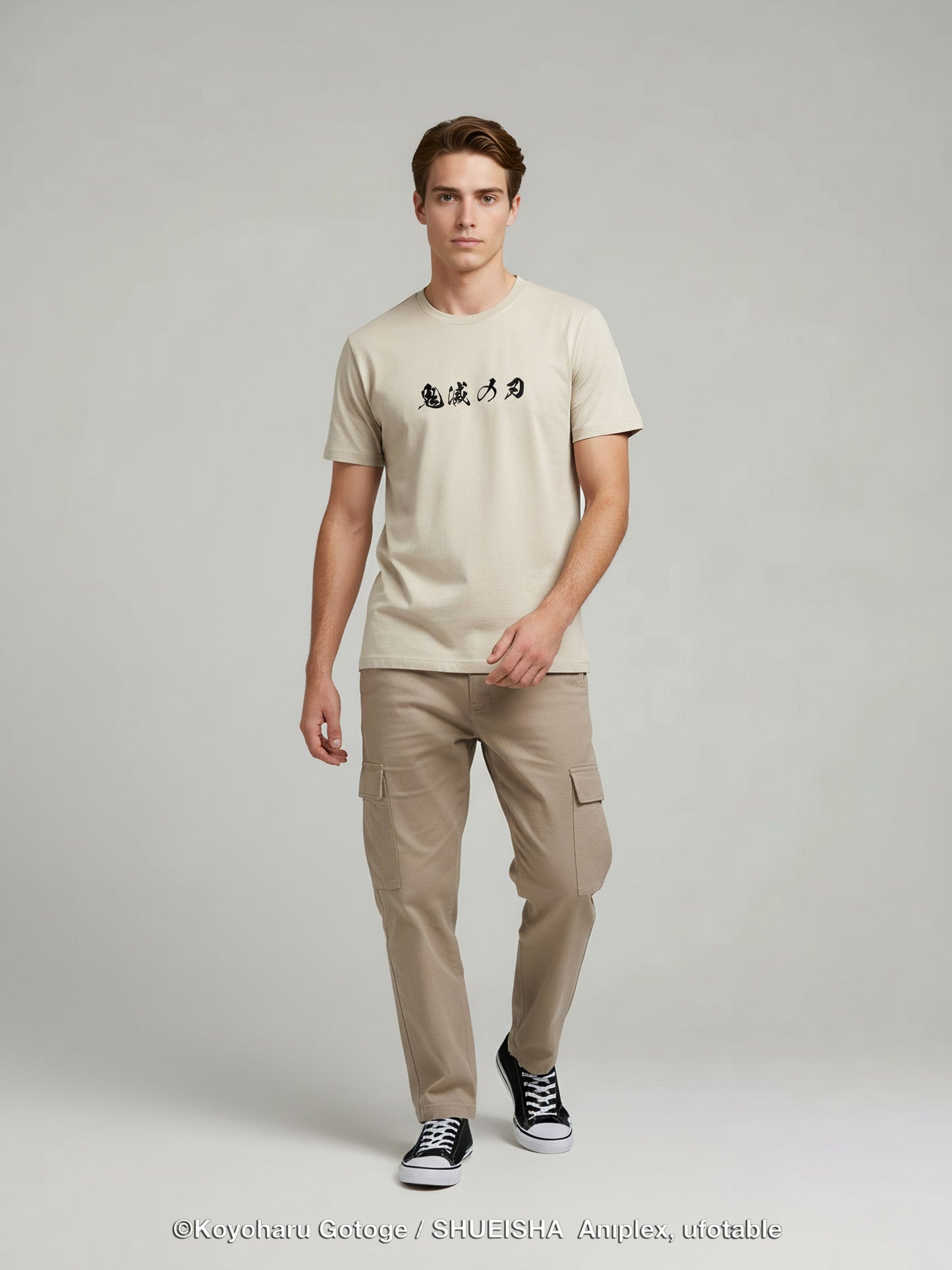 Celio Men Beige Printed Regular Cotton Demon Slayer T-Shirt
