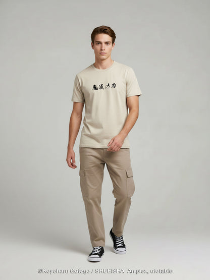 Celio Men Beige Printed Regular Cotton Demon Slayer T-Shirt
