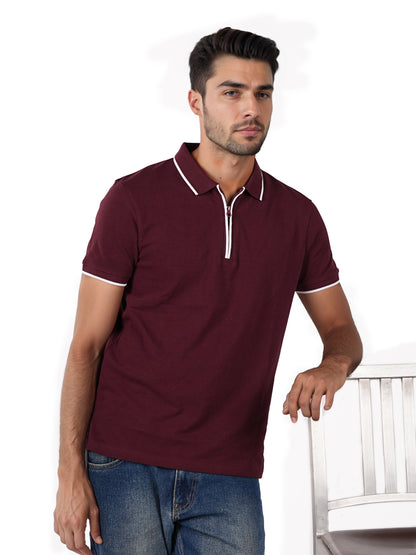 Burgundy Solid Cotton T-Shirt