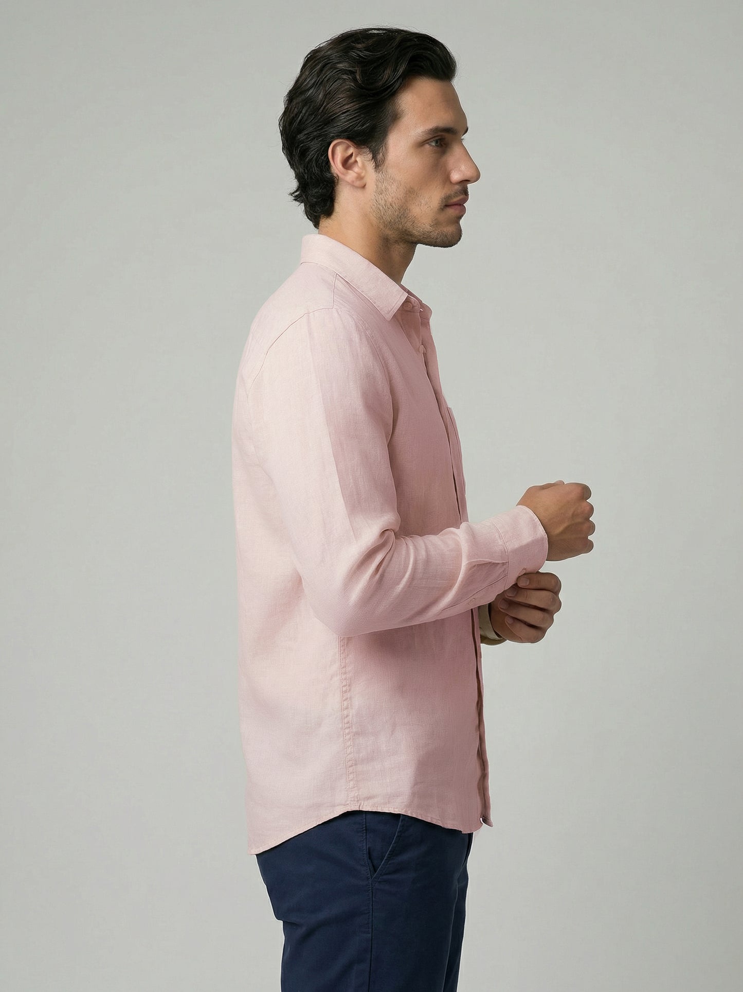 Celio Mens Orange Solid Regular Fit Linen Shirts