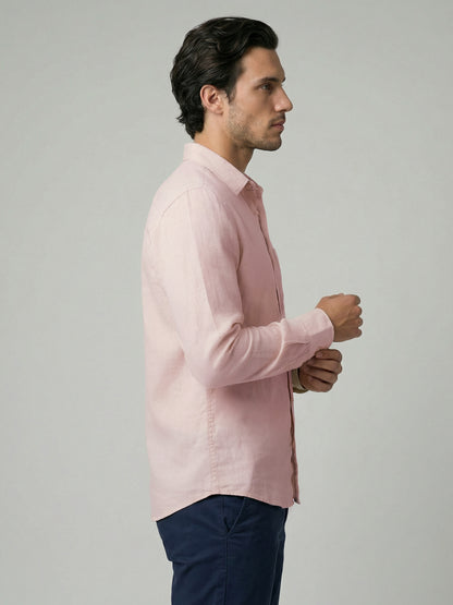 Celio Mens Orange Solid Regular Fit Linen Shirts