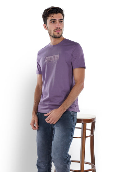 Purple Solid Cotton T-shirt