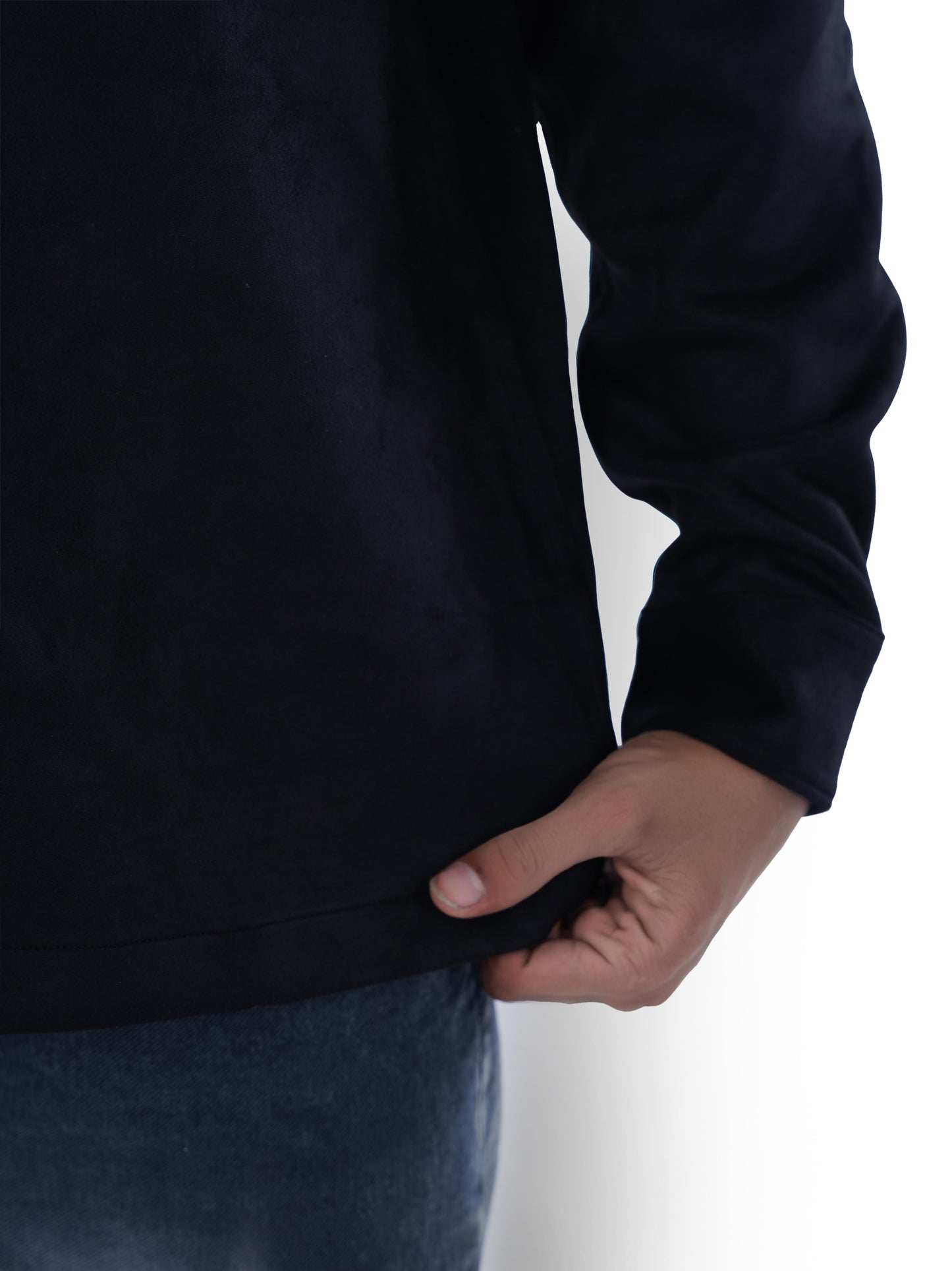 Black Solid Polyester Jacket