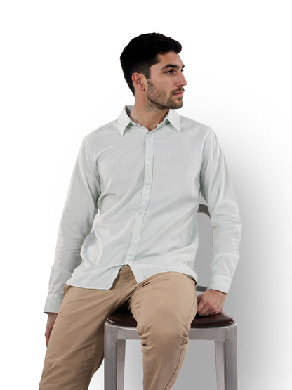 Green Solid Linen Shirt