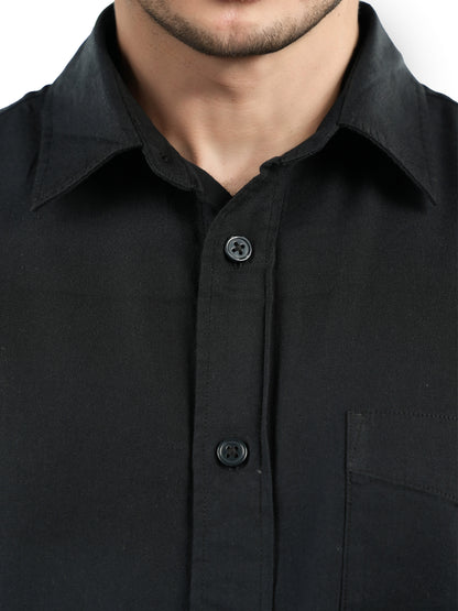 Black Solid Cotton Shirt