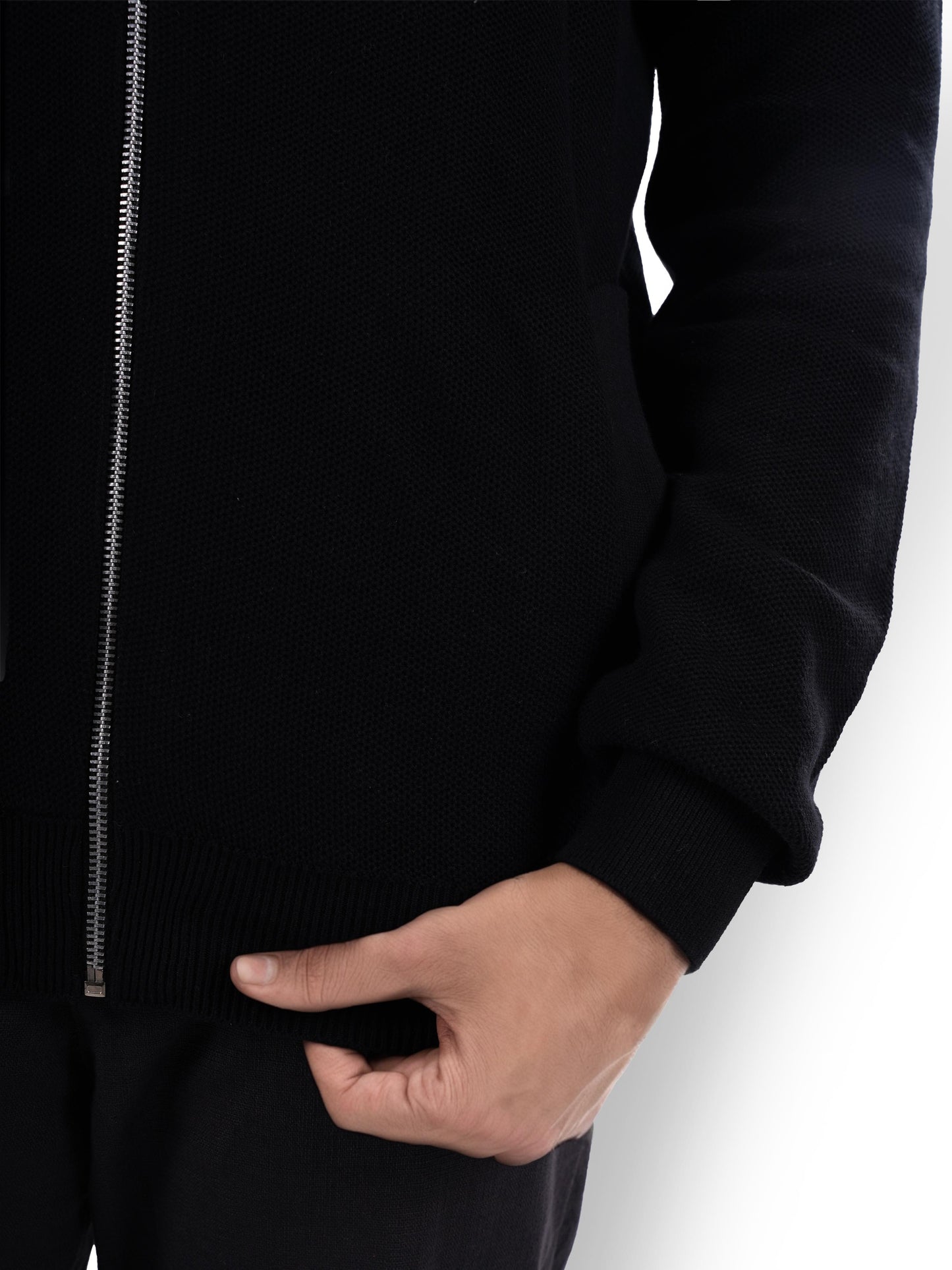 Black Solid Cotton Sweater