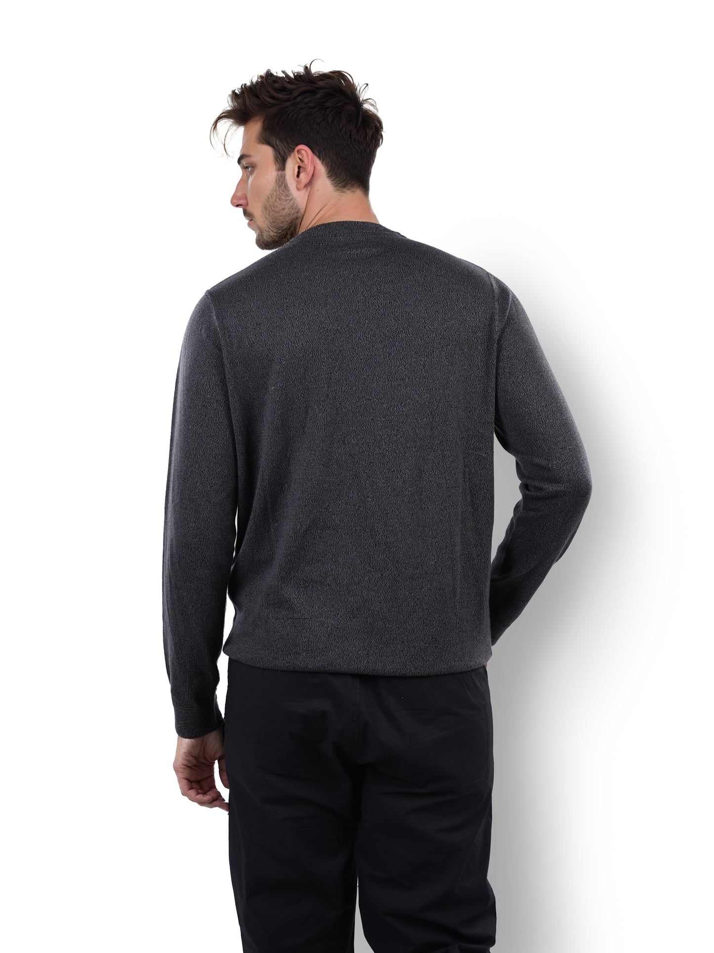 Black Solid Cotton Sweater