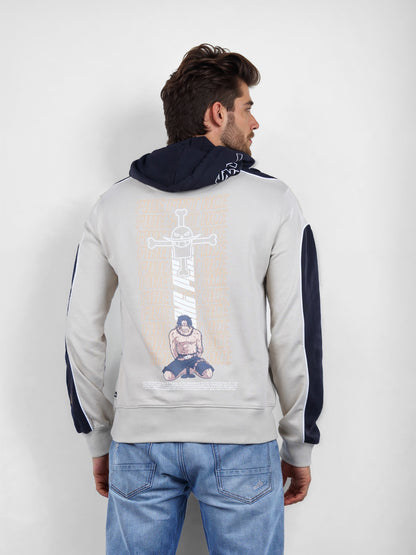 One Piece - Beige Printed Cotton Sweatshirt