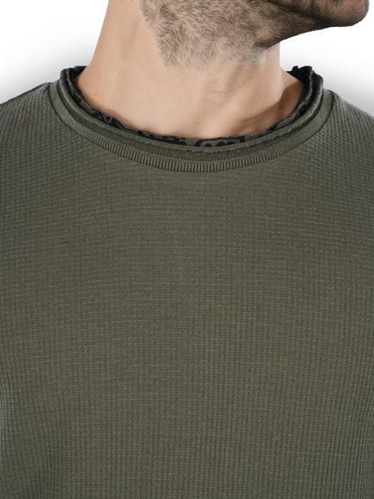 Olive Solid Cotton T-shirt