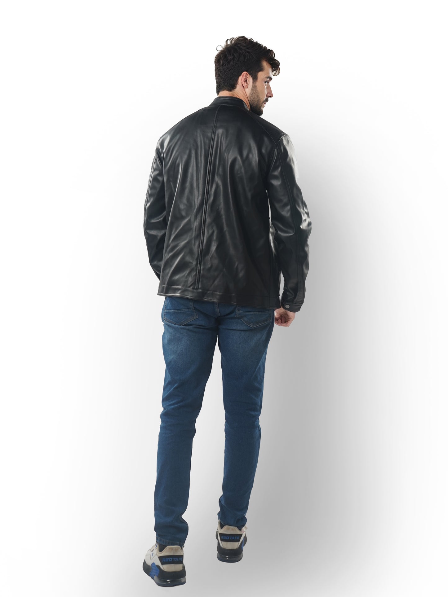 Black Solid Polyester Jacket