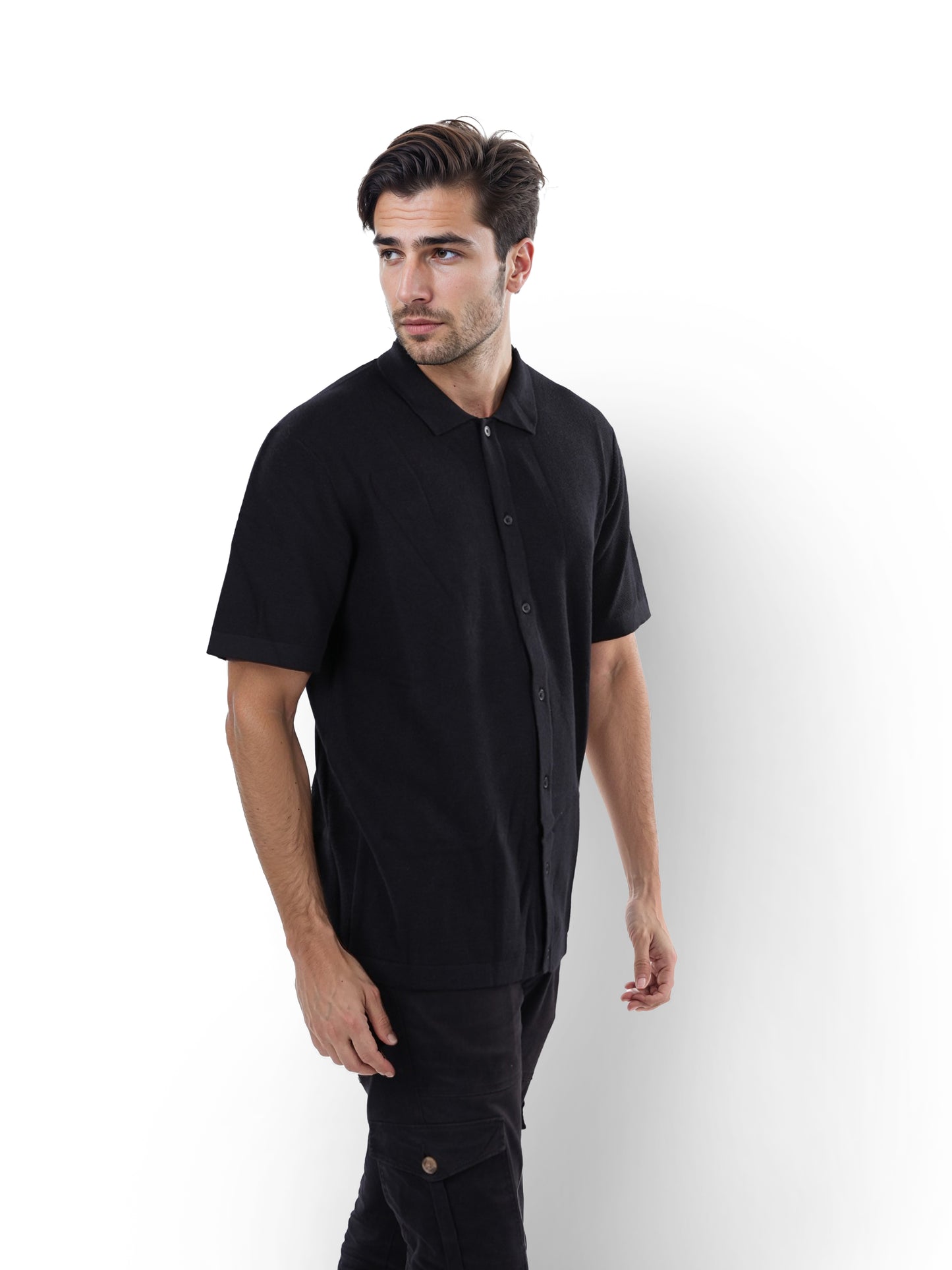 Black Solid Cotton Shirt