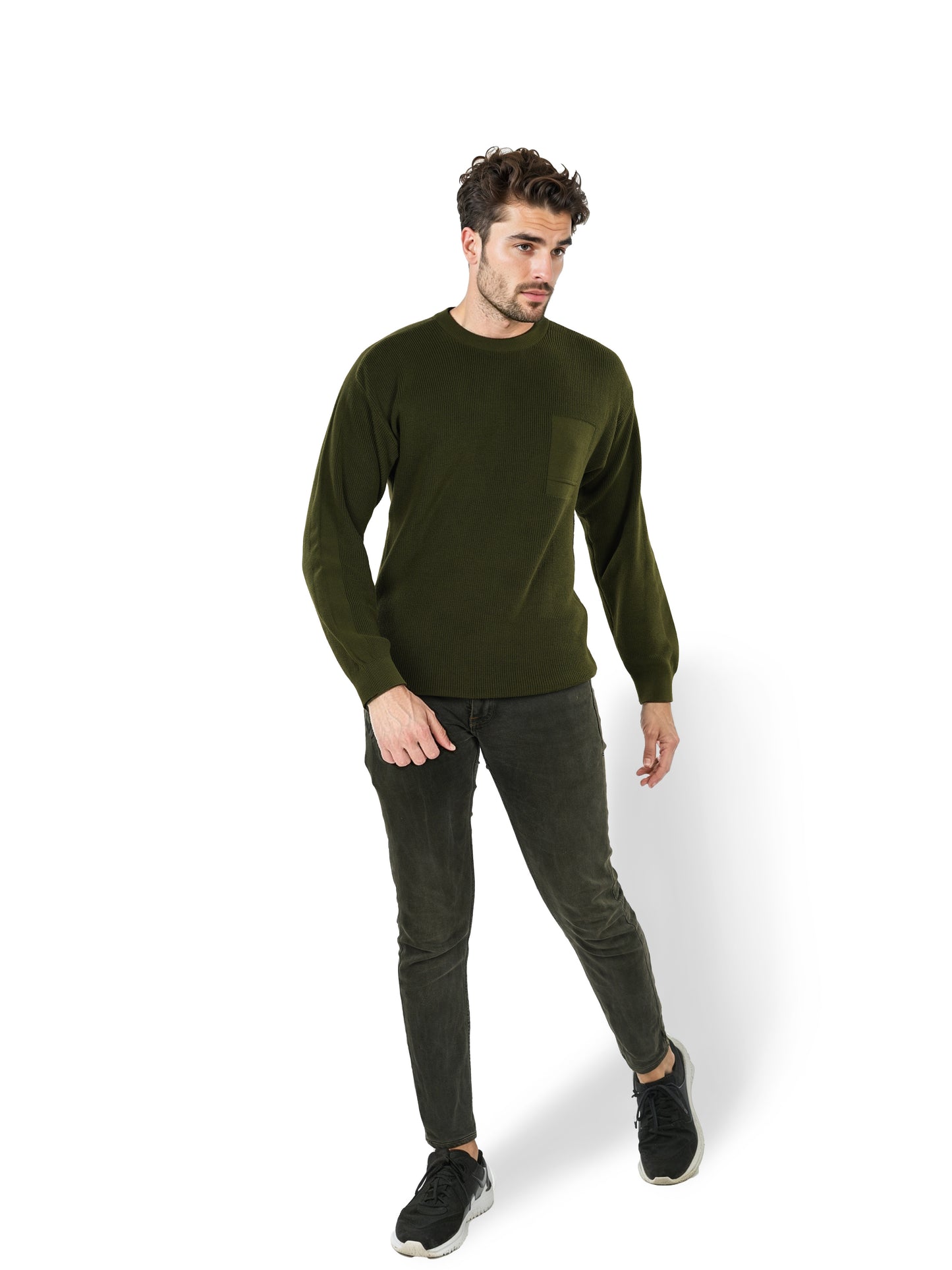 Khaki Solid Cotton Sweater