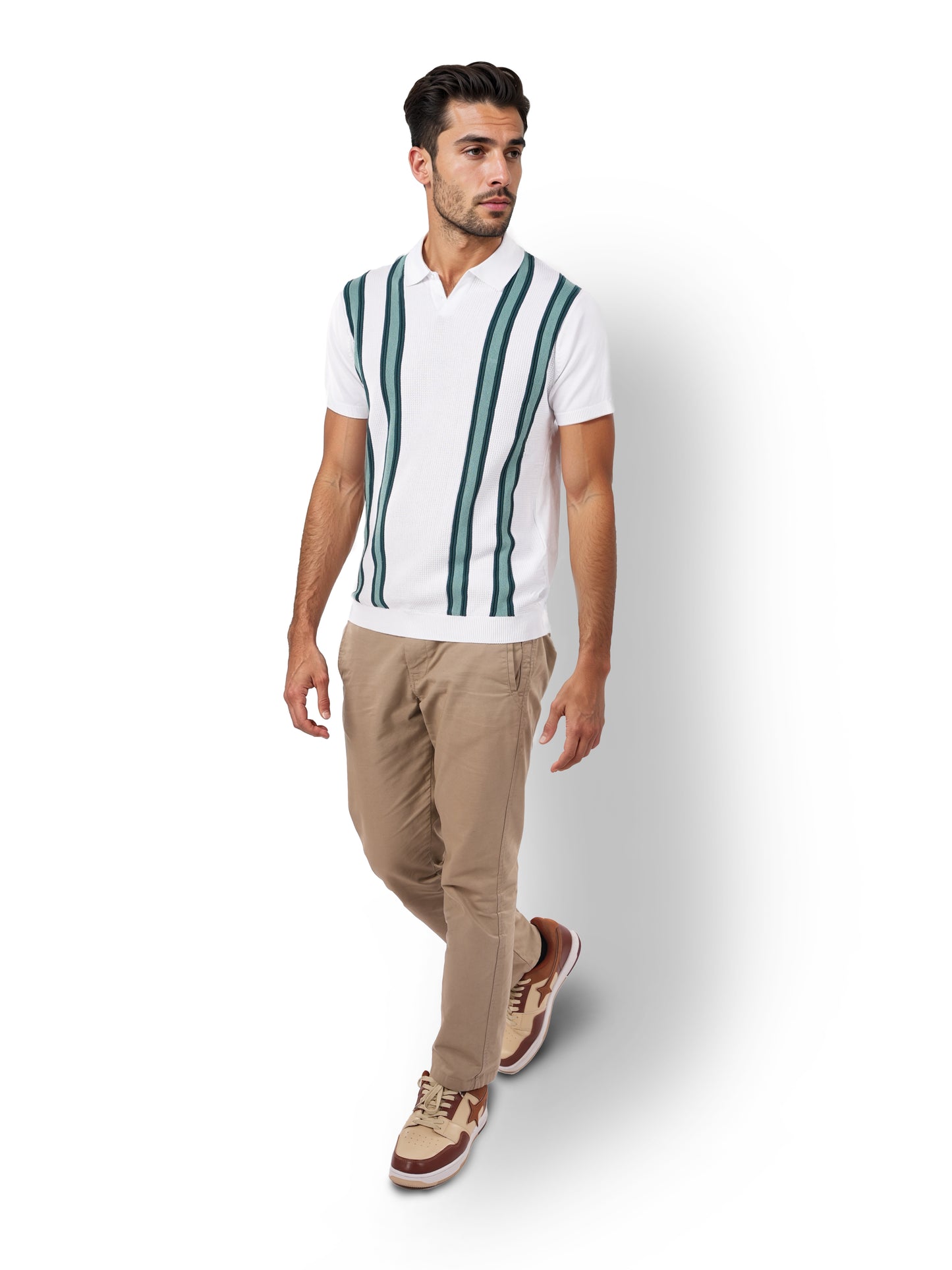 White Striped Cotton Polo