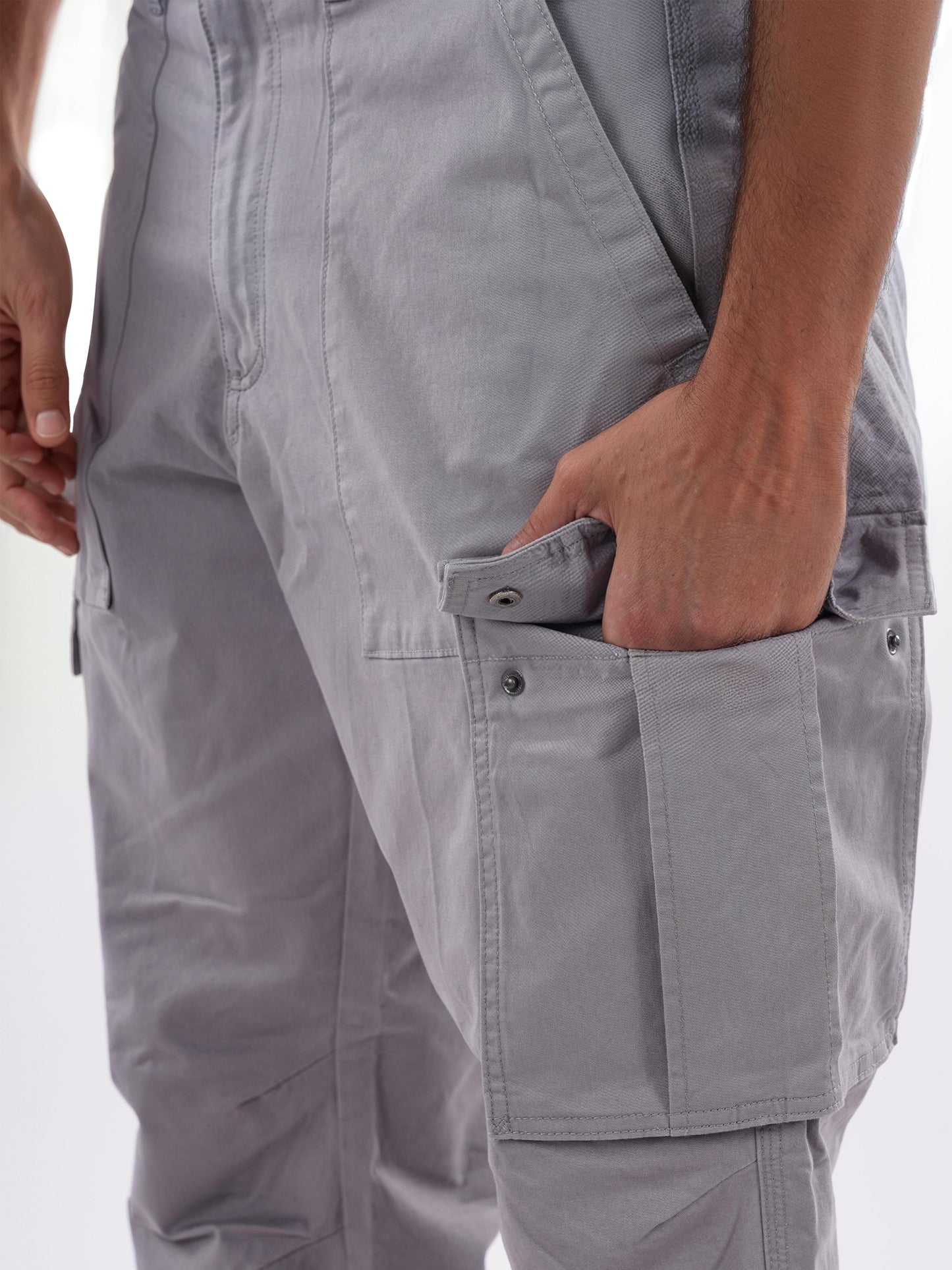 Grey Straight Fit Cargos