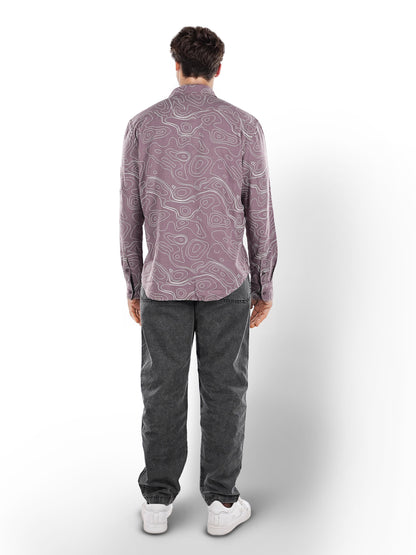 Purple Printed Linen Shirt