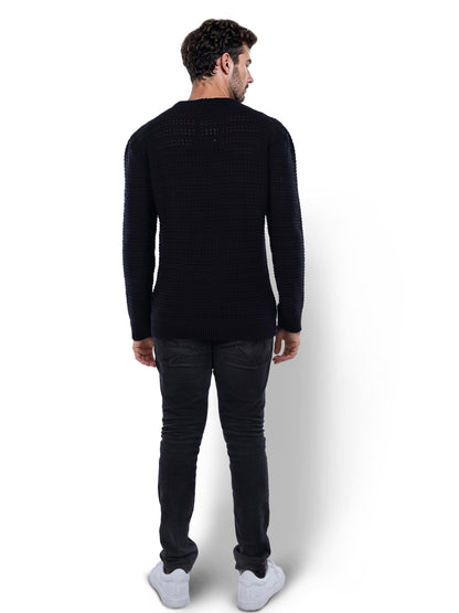 Black Solid Cotton Sweater