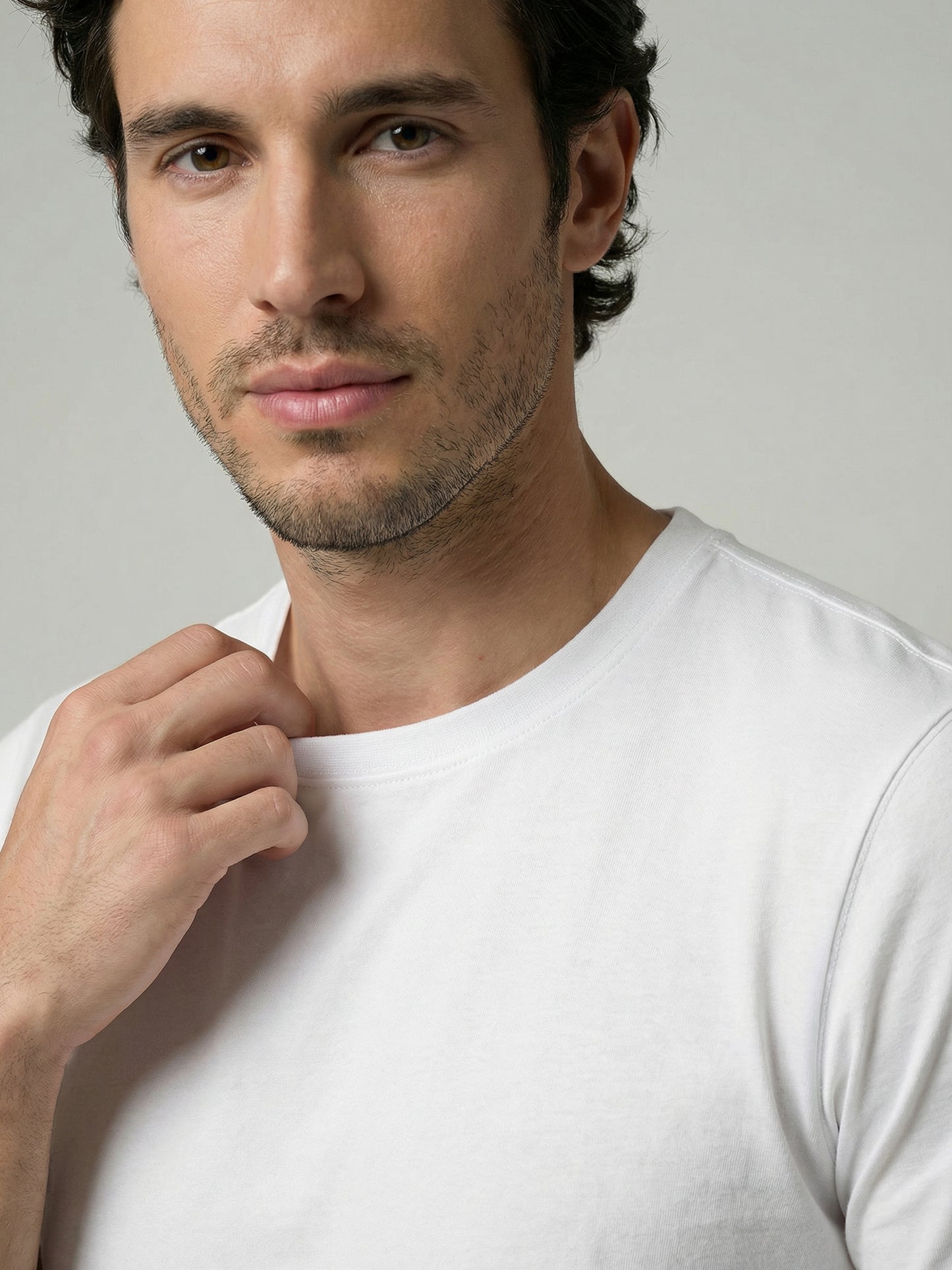 Celio Mens White Solid Slim Fit Cotton T-Shirts