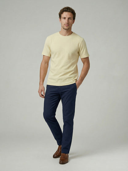 Celio Mens Yellow Structured Regular Fit Cotton T-Shirts