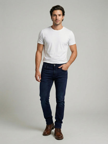 Celio Mens Blue Dobby Slim Fit Cotton Jeans