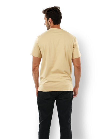 Beige Solid Cotton T-shirt