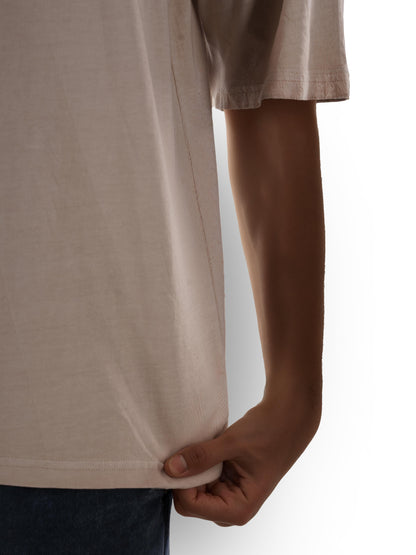 Beige Solid Cotton T-shirt