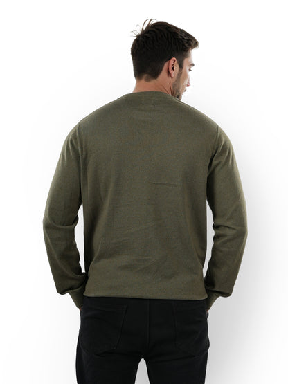 Khaki Solid Cotton Sweater