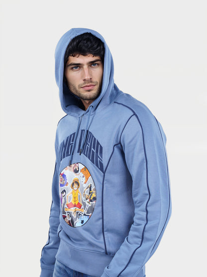 One Piece - Blue Printed Cotton Sweatshirt