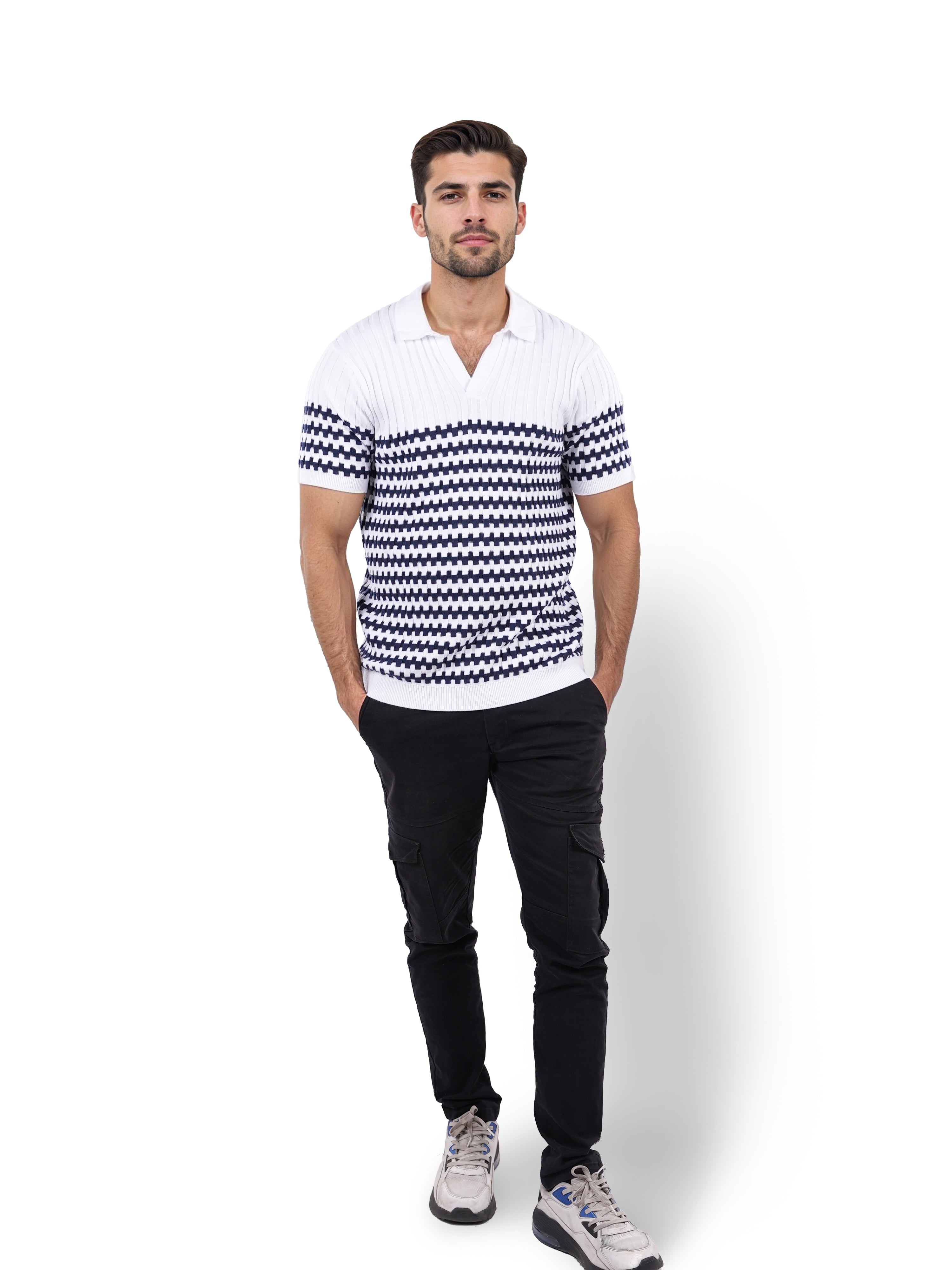 White Printed Cotton Polo