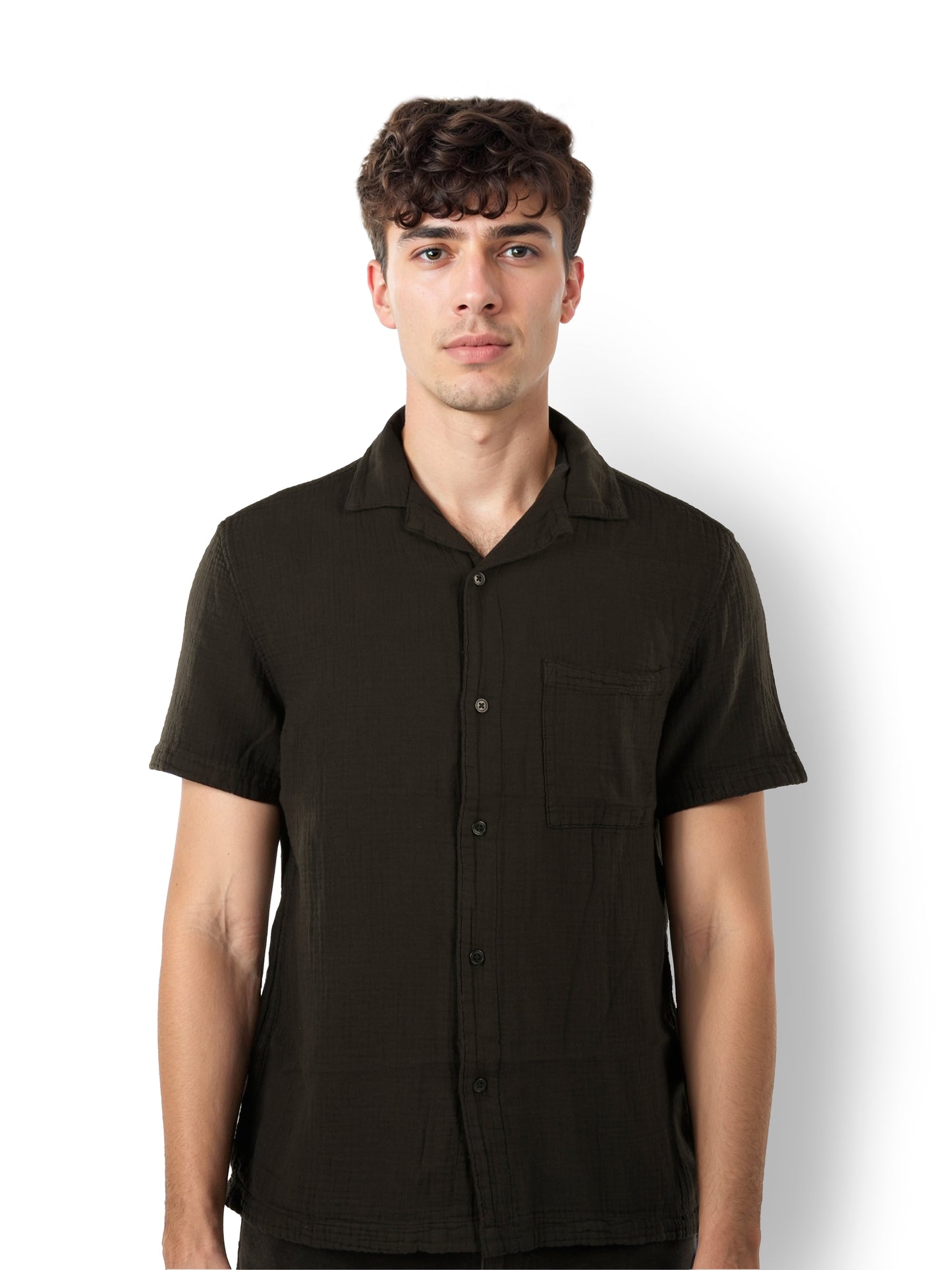 Black Solid Cotton Shirt