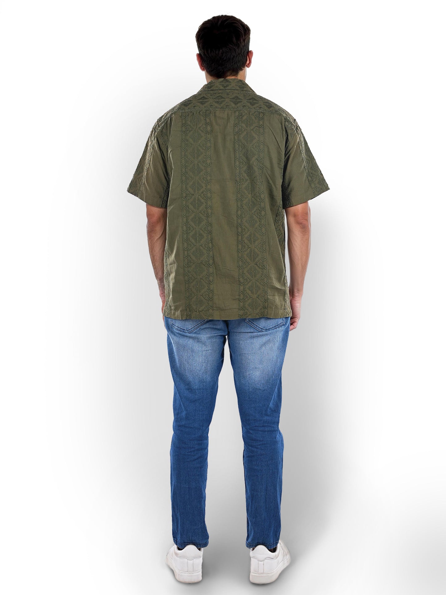 Green Embroidered Cotton Shirt