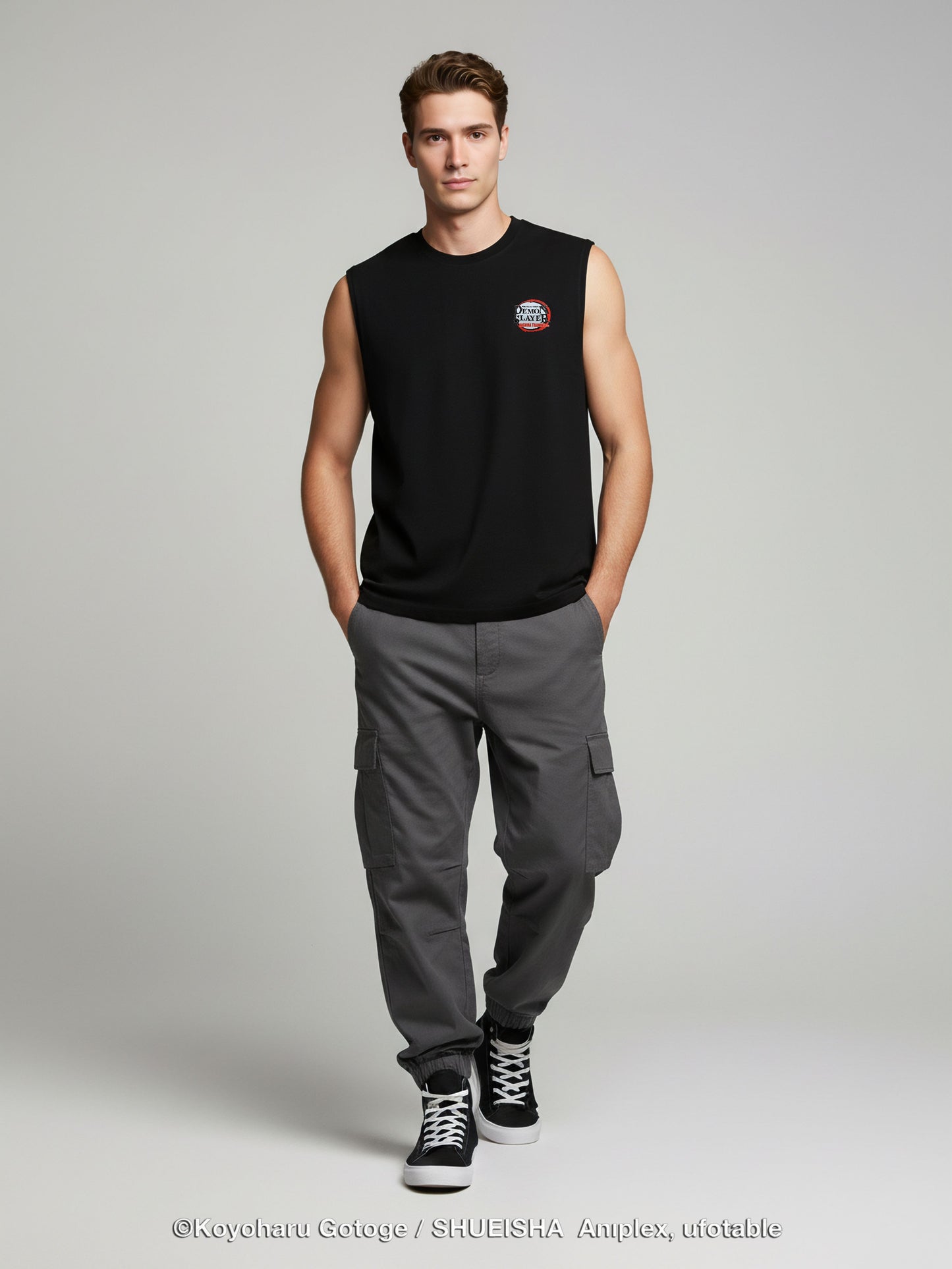 Celio Men Black Printed Oversized Cotton Demon Slayer T-Shirt