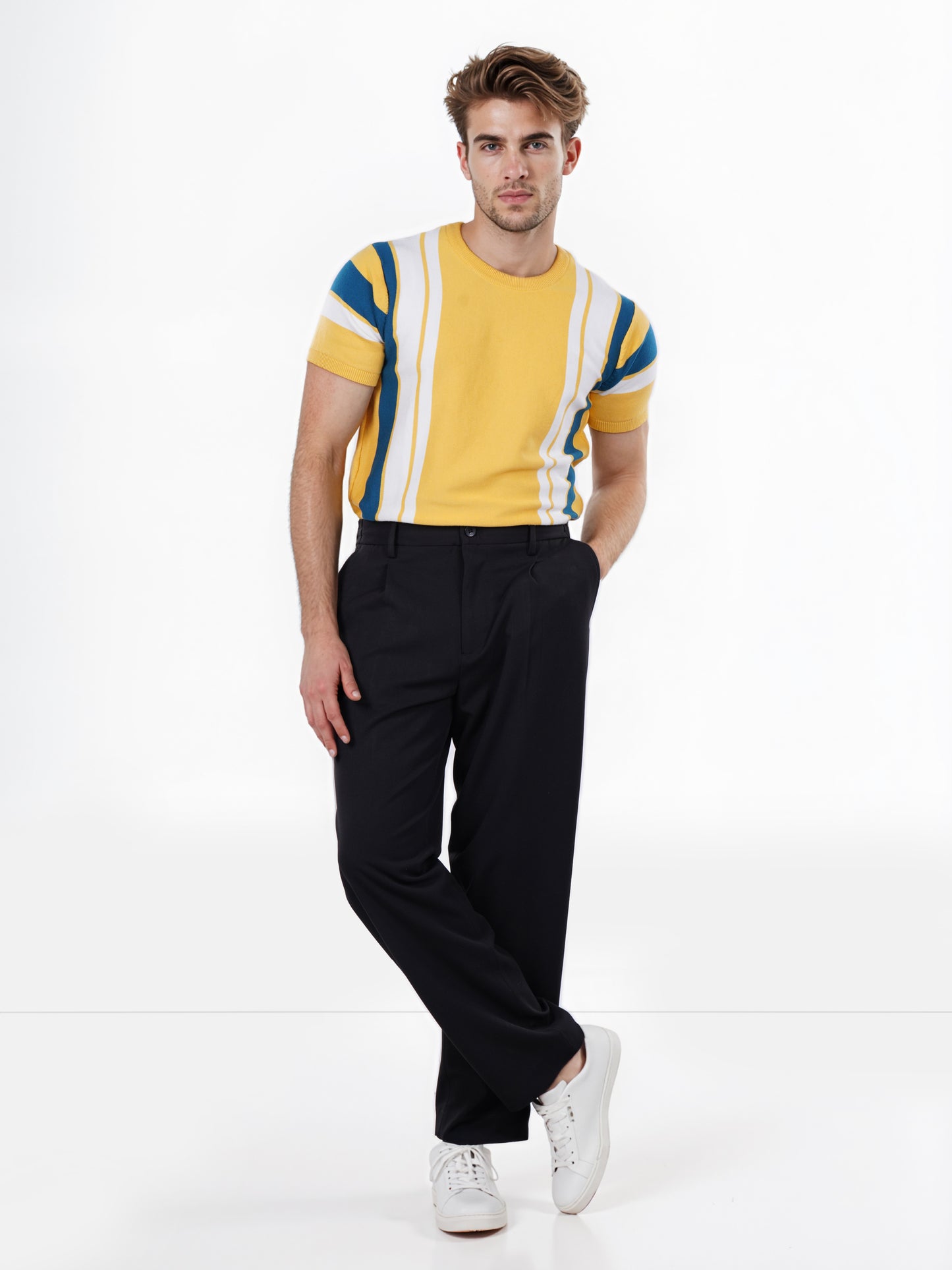 Celio* Poly-Blend Regular Fit Black Trousers