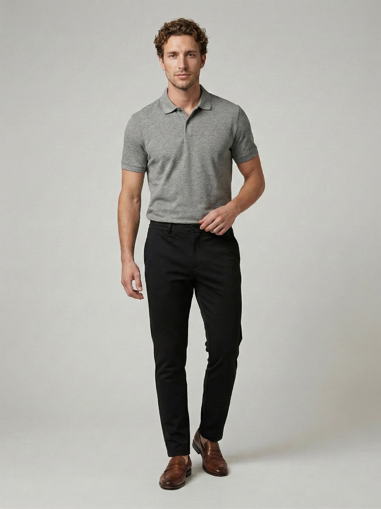 Celio Mens Black Knit Slim Fit Cotton Casual Trouser