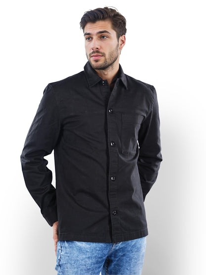 Black Solid Cotton Shirt