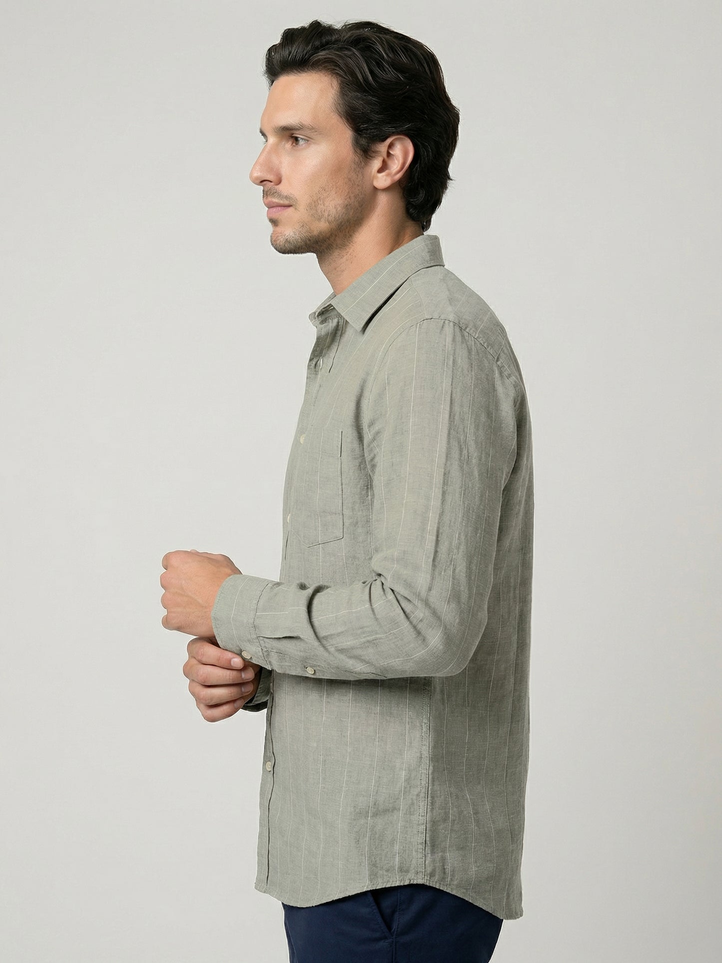 Celio Mens Khaki Solid Regular Fit Linen Shirts