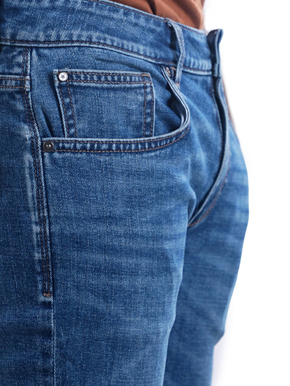 Blue Straight Slim Fit Soft Touch Jeans