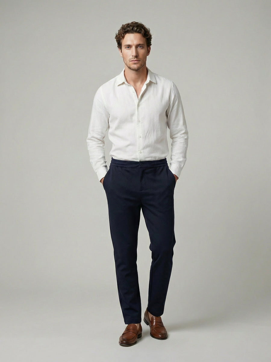 Celio Mens Navy Knit Slim Fit Cotton Casual Trouser