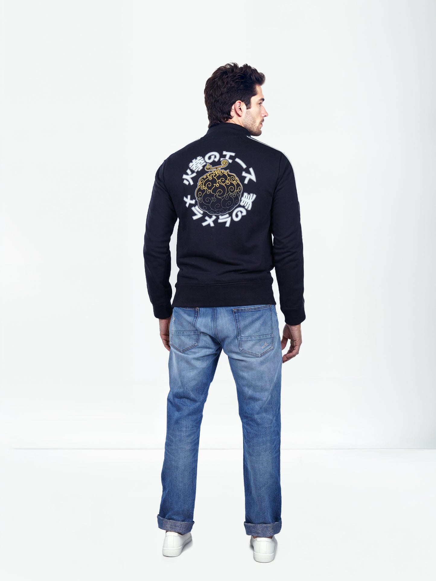 One Piece - Black Printed Cotton Sweatshirt