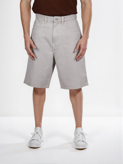 Celio* Cotton Straight Fit Beige Bermuda