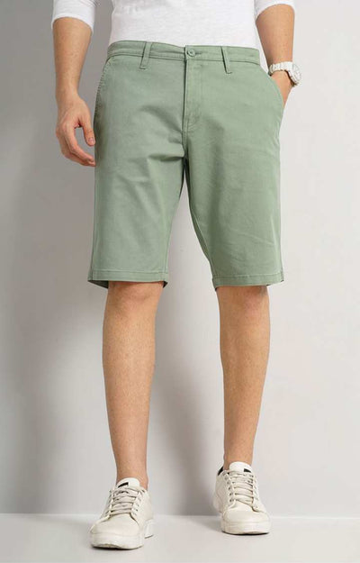 Celio* Cotton Regular Fit Light Green Shorts