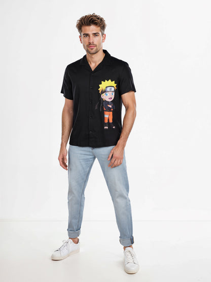 Celio* Naruto Regular Fit Viscose Black Shirt