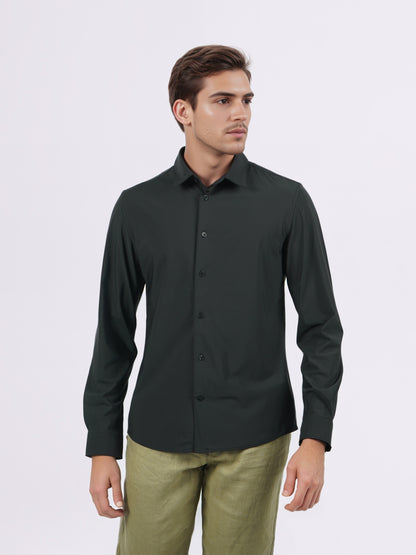 Celio* Men Black Solid Slim Fit Nylon Shirts