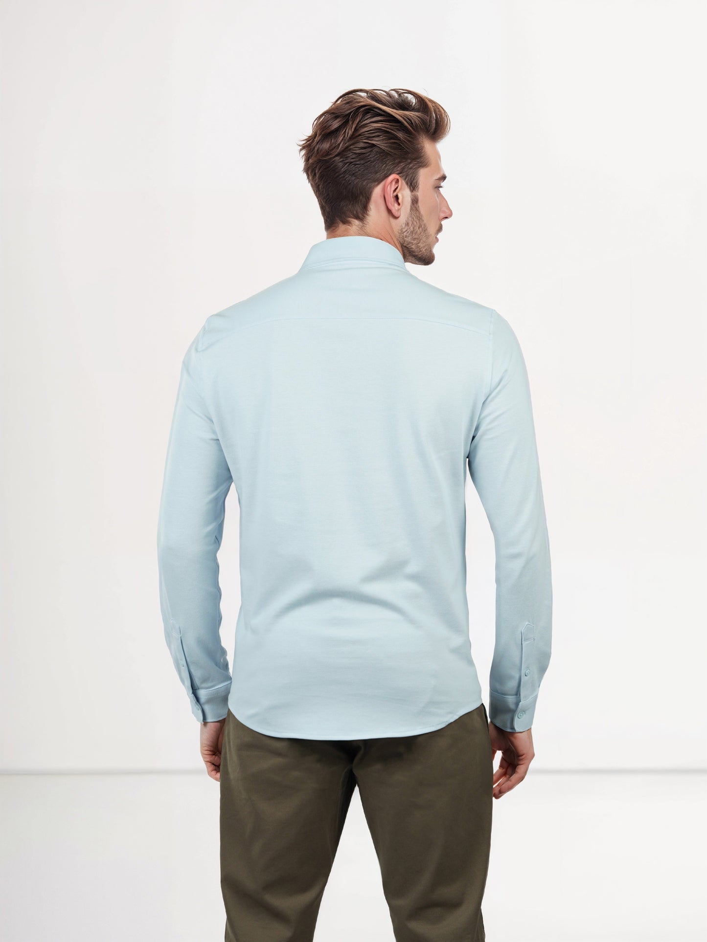 Celio* Solid Regular Fit Cotton-Blend Blue Shirts