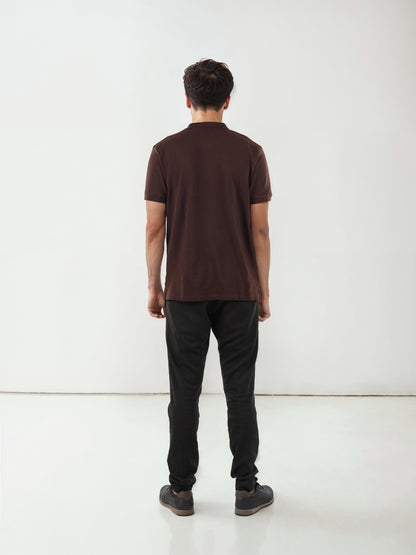 Brown Solid Cotton T-Shirt