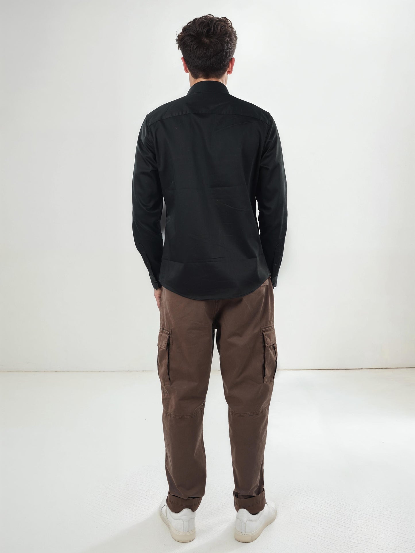 Black Solid Cotton Shirt