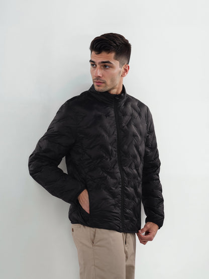 Black Solid Polyamide Jacket