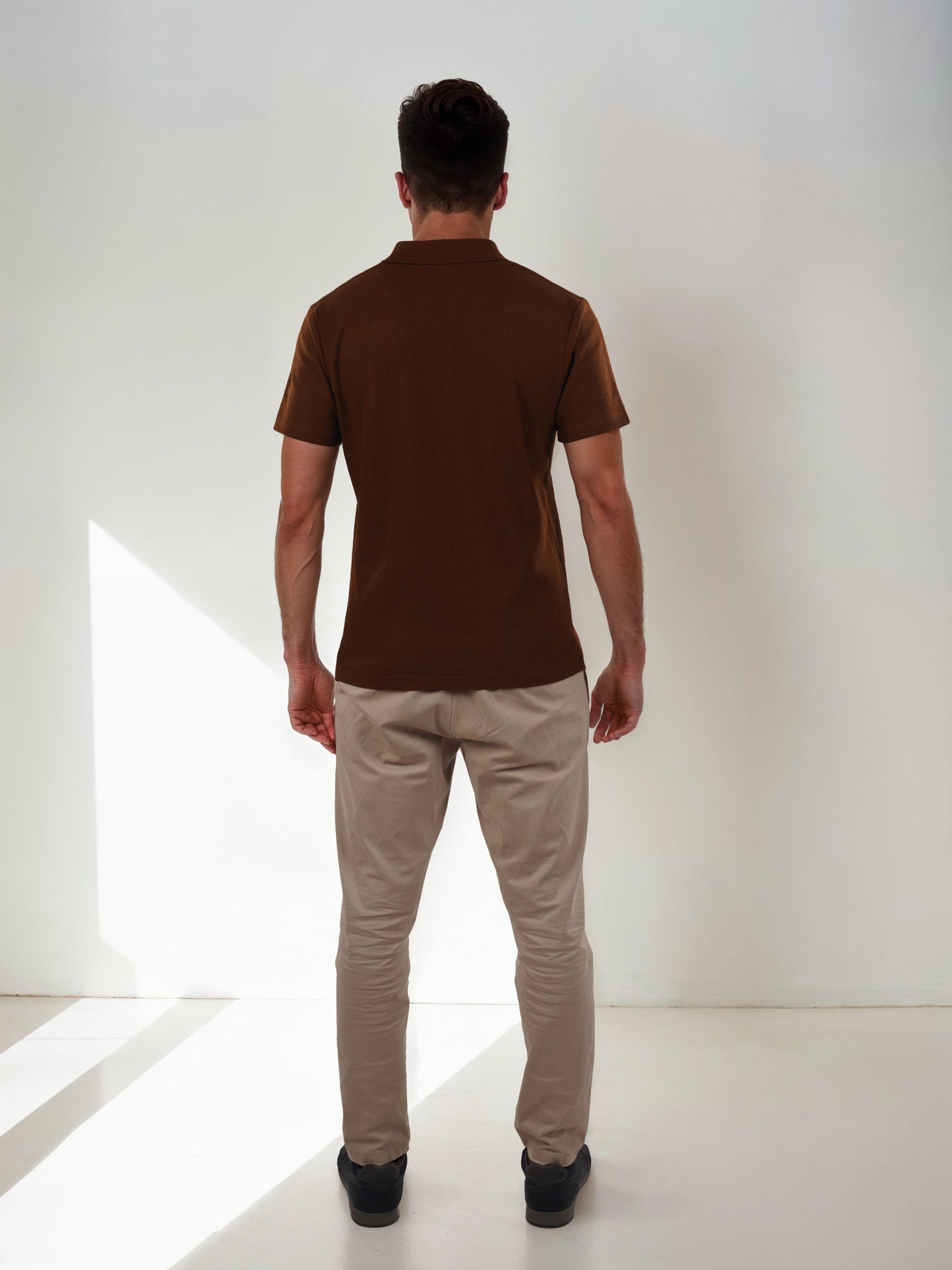 Brown Solid Cotton Polo