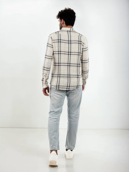 Beige Checks Cotton Shirt