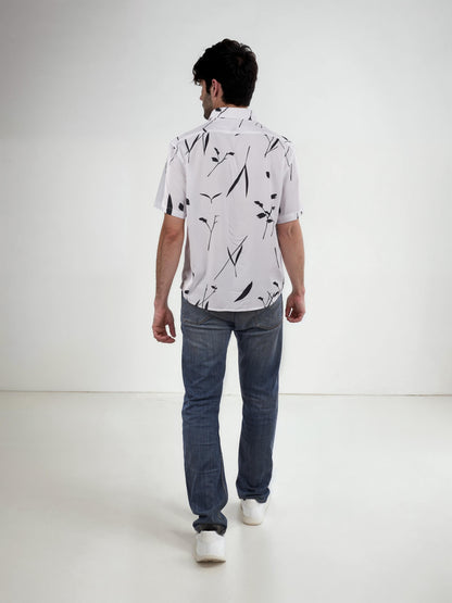 White Printed Viscose Shirt