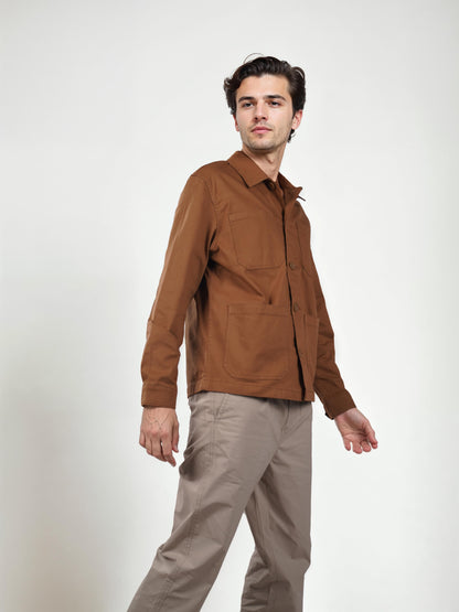 Brown Solid Cotton Jacket